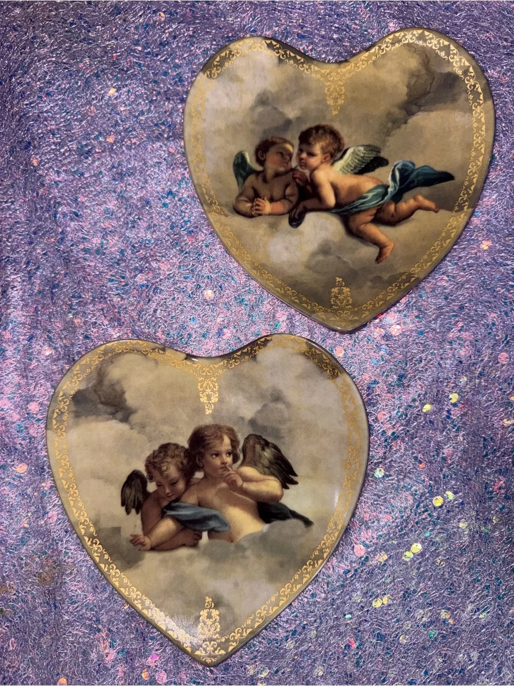 The Bradford Exchange Purple Cherub Heart Wall Art Set